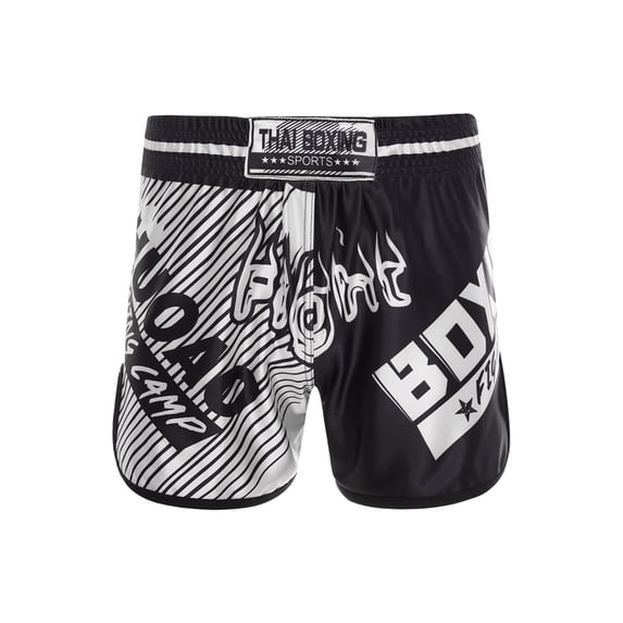 Rswnyirn Kids Boxing Kickboxing Shorts MMA Martial Arts Underwear White&Black L/160