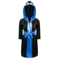 thumbnail image 1 of Rswnyirn Kids Boys Boxing Robe Hooded Satin Hoodie Halloween Cosplay Costume Black&Blue 6, 1 of 5