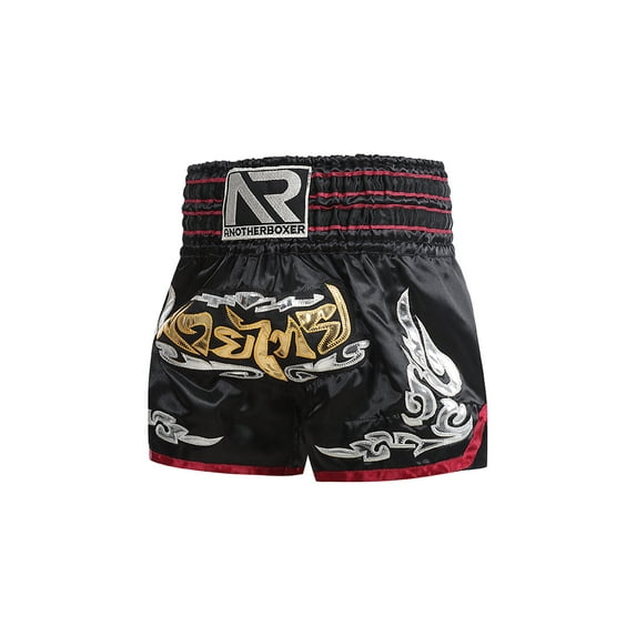 Rswnyirn Kids Boys Muay Thai Shorts MMA Kickboxing Shorts Boxing Trunks for Martial Arts Grappling A Black 8-12