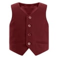 thumbnail image 1 of Rswnyirn Kids Boys Suit Waistcoat for Wedding Birthday Party V Neck Button Down Solid Color Formal Burgundy 16, 1 of 5