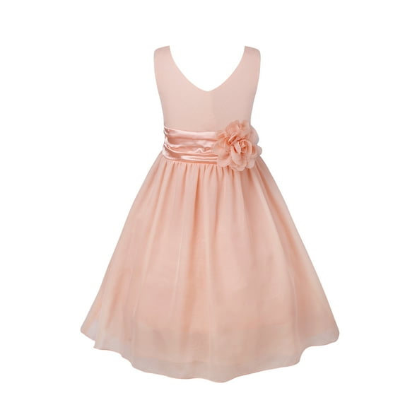 Rswnyirn Kids Flower Girls Pageant Bridesmaid Wedding Birthday Party Ball Gown Coral Pink 2