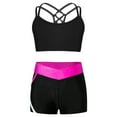 thumbnail image 1 of Rswnyirn Kids Girls 2 Pcs Gymnastic Dance Outfit Sleeveless Crop Top with Active Shorts Bottom B Hot Pink 14, 1 of 7