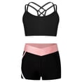 thumbnail image 1 of Rswnyirn Kids Girls 2 Pcs Gymnastic Dance Outfit Sleeveless Crop Top with Active Shorts Bottom B Pink 14, 1 of 7