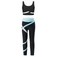 thumbnail image 1 of Rswnyirn Kids Girls 2 Piece Dance Outfits Sports Bra Tank Vest with Skating Athletic Leggings Black&Light Blue 16, 1 of 5