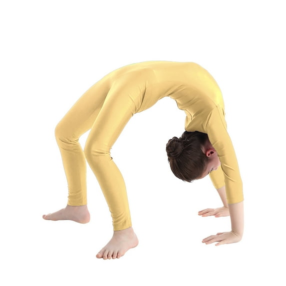 Rswnyirn Kids Girls Boys One Piece Gymnastics Full Body Bodysuit Long Sleeve Ballet Dance Jumpsuit Nude 13-14