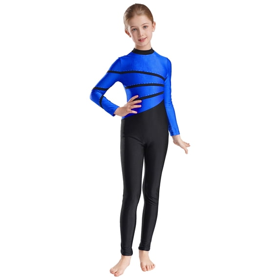 Rswnyirn Kids Girls Full Body Jumpsuit Gymnastic Ballet Yoga Dance Unitrad Catsuit Blue 10