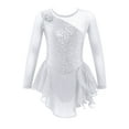 thumbnail image 1 of Rswnyirn Kids Girls Shiny Sequin Ballet Figure Ice Skating Leotard Dress Long Sleeve Roller Skating Dresses White 14, 1 of 5