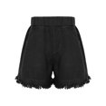 thumbnail image 1 of Rswnyirn Kids Girls Straight Leg Denim Shorts High Waist Boyfirend Style Raw Hem Loose Fit Jean Black 120, 1 of 7