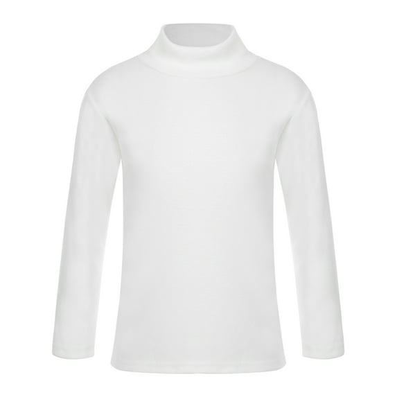 Rswnyirn Kids Mock Neck Base Layer Tops Winter Warm Thermal Tops White 11-12