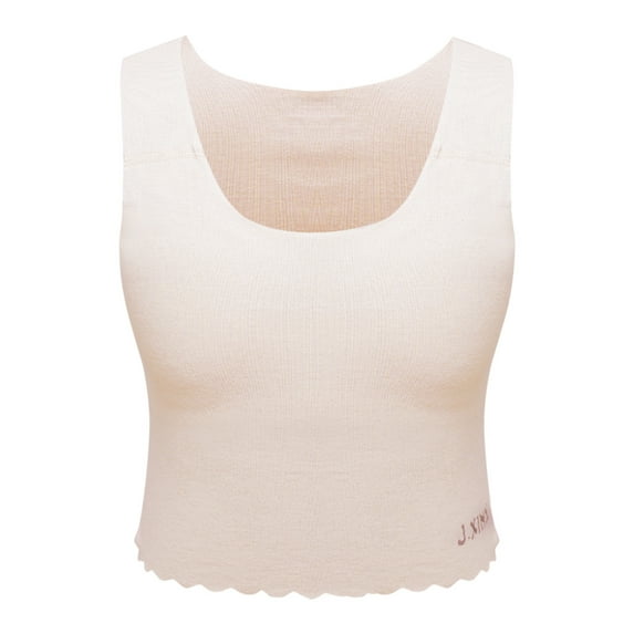 Rswnyirn Kids Puberty Girls Sleeveless Round Neckline Solid Color Vest Top Casual Padded Underwear Nude 160