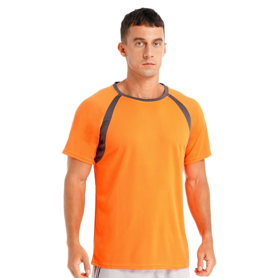 Rswnyirn Men's UPF 50+ Short-Sleeve Swim Shirt UV Sun Protection Rash Guard Shirt Orange S