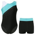 thumbnail image 1 of Rswnyirn Sleeveless Gymnastics Leotards Kids Girls with Shorts Sets Biketard Figure Ice Skating Dance Blue Green 6, 1 of 7