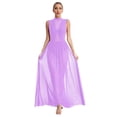 thumbnail image 1 of Rswnyirn Women Lyrical Dance Dress Sheer Mesh Tulle Maxi Long Skirt Modern Contemporary Dancewear Light Purple S, 1 of 6