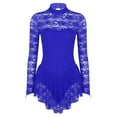 thumbnail image 1 of Rswnyirn Women's Floral Lace Figure Skating Dress Long Sleeve Gymnastics Ballet Leotard Dance Dress Royal Blue L, 1 of 7