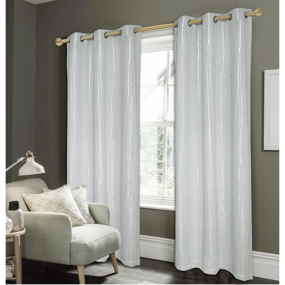 Rt Designers Collection Modern Iceland Metallic All Season Blackout Drapery Elegant Grommet Curtain Panel 54" X 84" Silver