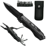 Rtek 4.5" Multi Tool Pocket Knife with Pliers Bottle Opener Screwdrivers & Sheath for Outdoor, Survival, EDC, Camping, and Every Day Carry, Gifts for Men