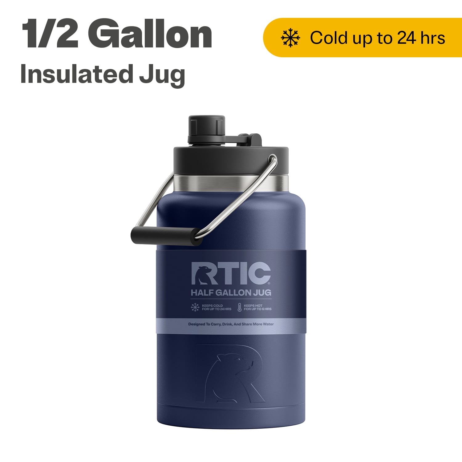 RTIC Cooler Water Jug, Half Gallon, Stainless Steel Insulated with