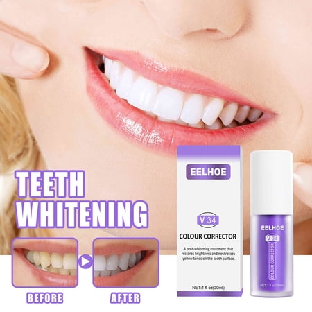Rtmgob Teeth Whitening, Tooth Stain Removal Purple Toothpaste, V34 Whitening Toothpaste Against Sensitive Teeth and Gum Repair