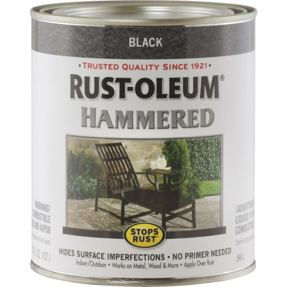 Rtoleum Stops Rt 7215502 1 Quart Black Gloss Hammered Metal Finish Paint