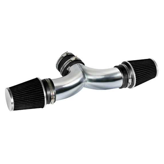 Rtunes Racing Short Ram Air Intake Kit + Filter Combo BLACK Compatible For 02-08 Dodge Ram / 04-07 Dodge Dakota/Durango / 04-07 Jeep Liberty 3.7L 4.7L with DUAL(2) Filters â€¦