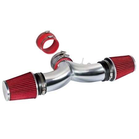 Rtunes Racing Short Ram Air Intake Kit + Filter Combo Compatible For 94-96 Impala SS / 94-96 Caprice 4.3L/5.7L V8 Dual (with 2 Filters) (Red)