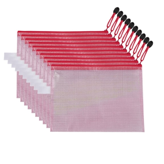 RuWeoMaa 10 Pack Zipper Mesh Document Pouch, A4 Letter Size Mesh Bags for Board Games & Puzzles, Waterproof Document Zipper Pouches for Office School Supplies, Toys, Cosmetics Travel Storage