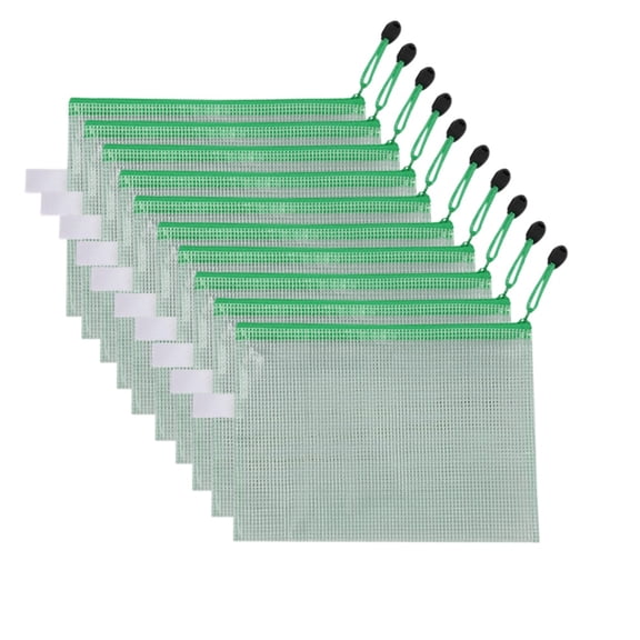RuWeoMaa 10 Pack Zipper Mesh Document Pouch, A4 Letter Size Mesh Bags for Board Games & Puzzles, Waterproof Document Zipper Pouches for Office School Supplies, Toys, Cosmetics Travel Storage
