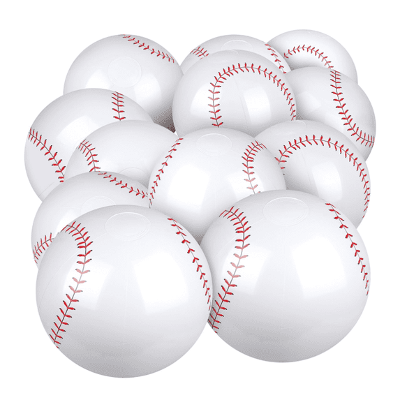RuWeoMaa 10 Pcs Inflatable Baseball Set 16 Inch Beach Ball Sports Balls Set for Birthday Party Summer Outdoor Activity Beach Pool Games Decor, Baseball Party Favors, Baseball Party Decorations