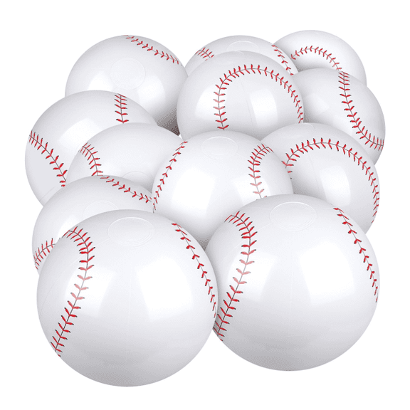 RuWeoMaa 10 Pcs Inflatable Baseball Set 16 Inch Beach Ball Sports Balls Set for Birthday Party Summer Outdoor Activity Beach Pool Games Decor, Baseball Party Favors, Baseball Party Decorations