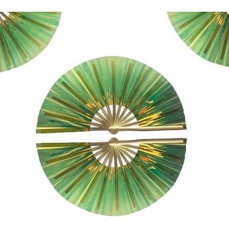 RuWeoMaa 2 Pack Boots on the Ground Hand Fan, Line dance popping fan, Large Folding Hand Fans for Chinese Kung Fu, Line Dancing, Party, Weddings,Club,Performance, Festival, Gift. (White)