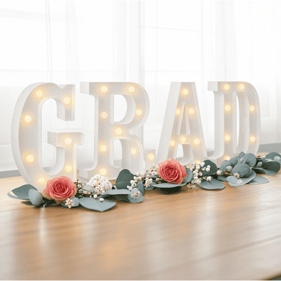 RuWeoMaa 2025 Graduation Decorations - 4 LED Marquee Light Up Letters,Marquee Light Up Letters Kit,Class of 2025 Congrats Party Supplies for Kindergarten Preschool High School College