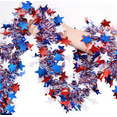 thumbnail image 1 of RuWeoMaa 20FT Patriotic Tinsel Garland, Memorial Day Decorations 4th of July Red White and Blue Garland Flag and Star Metallic Tinsel for Independence Day Home Car Bike Decor Accessories, 1 of 11