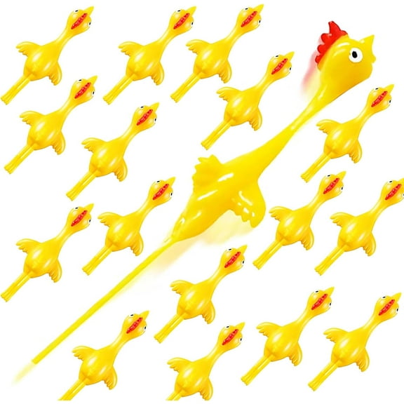 RuWeoMaa 20Pcs Rubber Chicken Slingshot Finger Chicken Flying Chicken Slingshot Gag Toys, Flickin Chicken Game for Novelty Party Favors, Easter, Christmas, Birthday Goodie Bag Stocking Stuffers