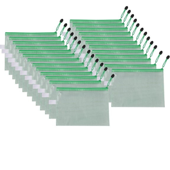 RuWeoMaa 25 Pack Mesh Zipper Pouch Bags, A4 Letter Size, Clear Plastic Zip Bags for Board Game & Puzzle Storage, Waterproof & Durable Document Bags for Office, School, Travel, Art & Craft Supplies