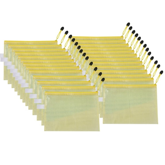 RuWeoMaa 25 Pack Mesh Zipper Pouch Bags, A4 Letter Size, Clear Plastic Zip Bags for Board Game & Puzzle Storage, Waterproof & Durable Document Bags for Office, School, Travel, Art & Craft Supplies