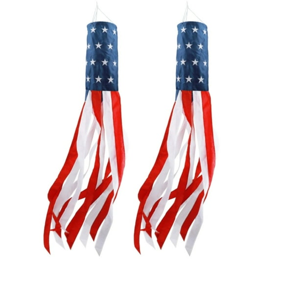 RuWeoMaa 40 Inch American Windsocks (2 Pack) - Our Robust, Heavy-Duty Wind Socks for Outside are Tough, Functional, and Ideal July 4th Decor