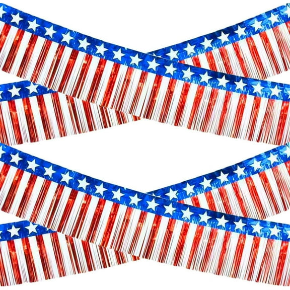 RuWeoMaa 4th of July Decor - 39.4 Feet Patriotic Red White and Blue Streamer for Memorial Day | Fourth of July Accessories Party Favors for Outdoor Outside Home - American Flag Banner Backdrop Decor