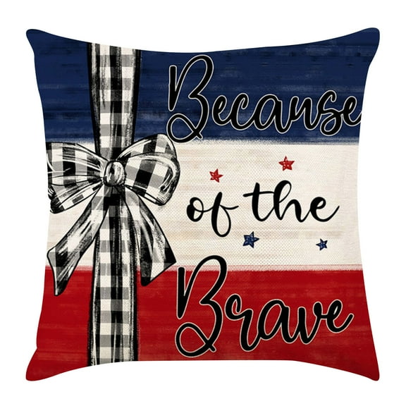 RuWeoMaa 4th of July Pillow Covers 18X18 Set of 2, Patriotic Blue Star Red Striped Fourth July Print Decorative Throw Pillowcases Outdoor Memorial Day Independence Cushion Cases Couch Sofa Bed Decor