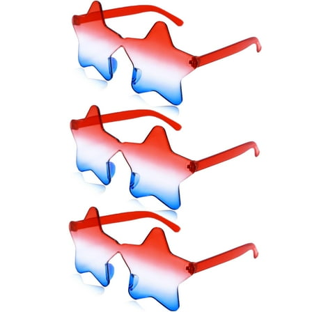 RuWeoMaa 4th of July Glasses with Red White and Blue Style for Independence Patriots Labor Day American USA Flag Sunglasses,3PCS(5.6"X5.6")