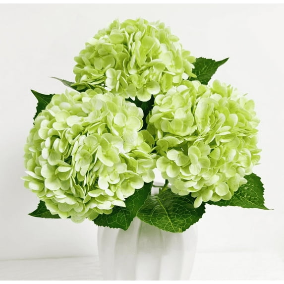 RuWeoMaa 6 Pcs Real Touch Green Hydrangea Artificial Flowers with Stems, Fake Silk Flowers for Outdoors, Artificial Flowers for Home Decor Wedding Bouquets Centerpieces
