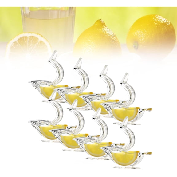 RuWeoMaa 8PCS Bird Lemon Squeezer New Acrylic Manual Lemon Slice Squeezer Lemon Juicer Bird Shape Lemon Slice Wedge Squeezer with Pour Spout Hand Fruit Juicer for Orange Lemon Home Kitchen Bar Gadget