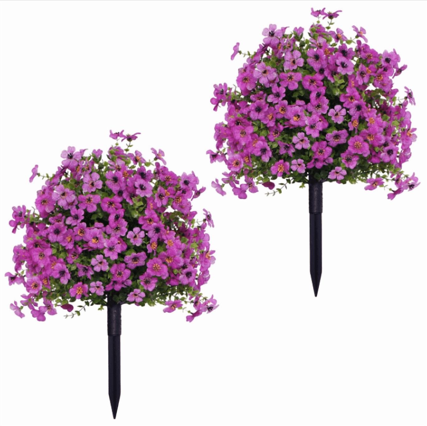 RuWeoMaa Artificial Boxwood Topiary Ball Bush with Ground Spike - 2Pcs 23.6" UV Resistant Faux Greenery Shrubs, Artificial Flower Fake Green Boxwood Plants for Lawn Yard Garden Home Decor