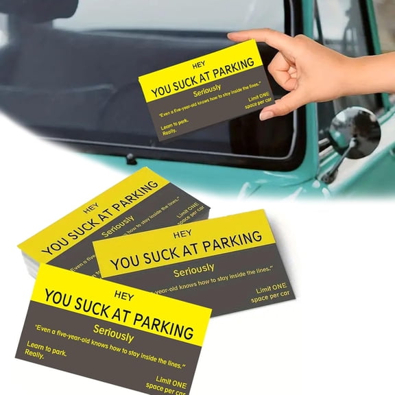 RuWeoMaa Bad Parking Cards - 300Pcs You Suck at Parking Business Cards,Funny Parking Violation Stickers for Ridiculous Parking Pranks,Learn To Park Polite Reminder Business Cards(You Suck at Parking)