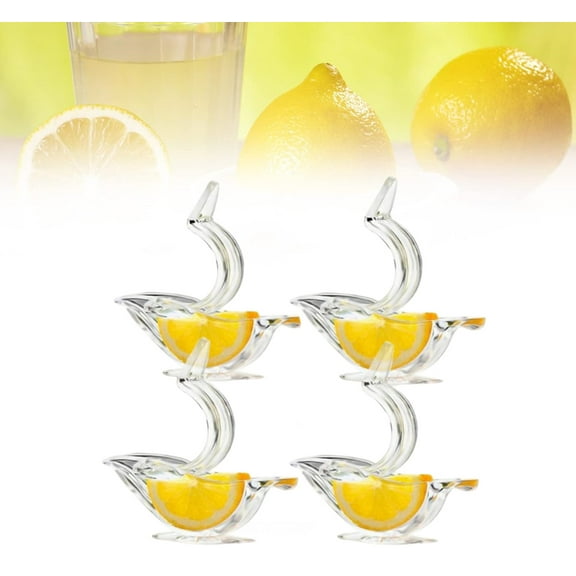 RuWeoMaa Bird Lemon Squeezer 4pcs,Bird Lemon Wedge Squeezer, Acrylic Manual Lemon Juicer,Elegant Bird-Shaped Lemon Slice Squeezer, Portable Transparent Fruit Juicer,Hand Juicer for Orange Lemon Lime