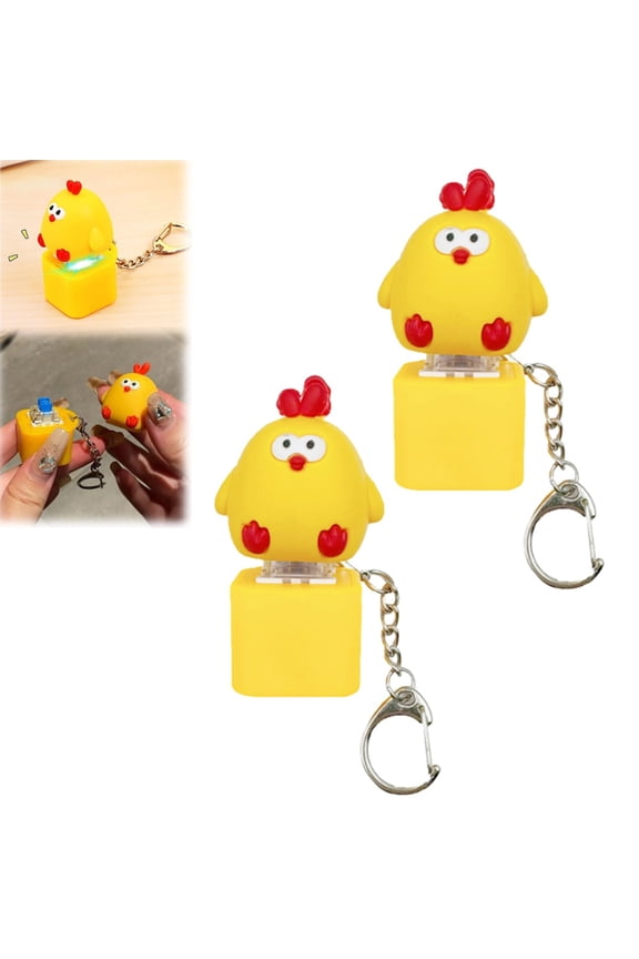 Chick Squeaky Finger Toy ,Chick Keychain Squeaky Chick Keychain Toy Click Sound Interactive Keyboard Keycap Keyring Gadget