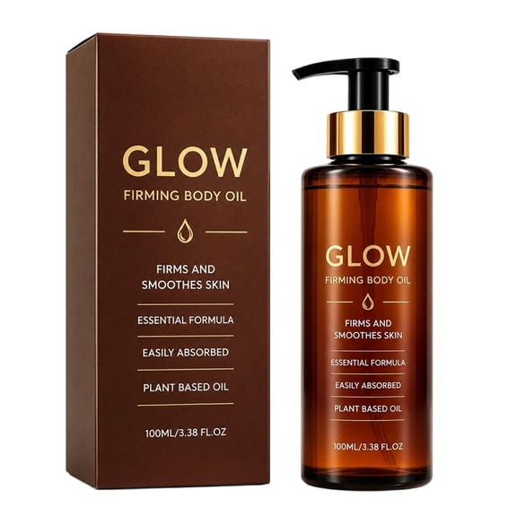 RuWeoMaa Glow Firming Body Oil, Plant Based Body Oil for Face Arms Belly Feet, Fast Absorbing Moisturizing Oil for Smoothing & Evening Skin Texture, 100ml/3.38fl oz