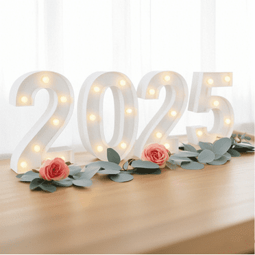 RuWeoMaa Graduation Decorations 2025 - 4 LED Marquee Light Up Numbers “2025” - Class of 2025 Ornaments Sign for Kindergarten Preschool High School College Wall Table Centerpieces Decor Party Supplies