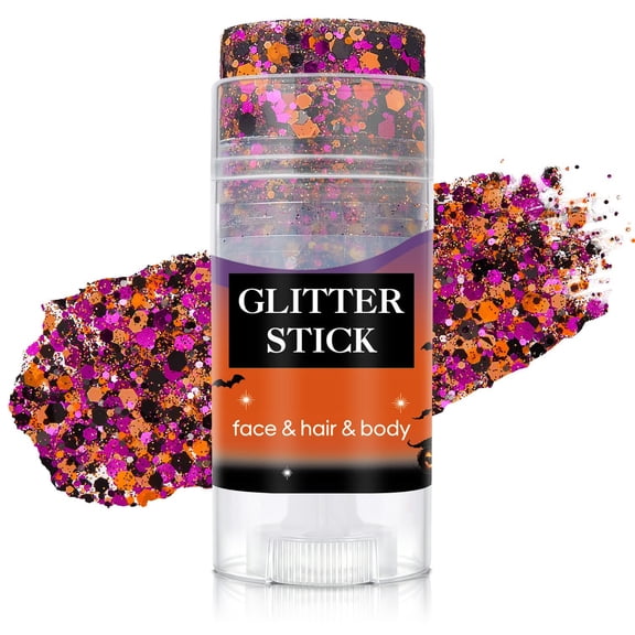 RuWeoMaa Halloween Glitter Stick For Face & Body & Hair, Halloween High-Shine Chunky Glitter Stick, Multi-Use Party Rave Accessories, Ghost Festival Decorative Facial Makeup Cosmetic