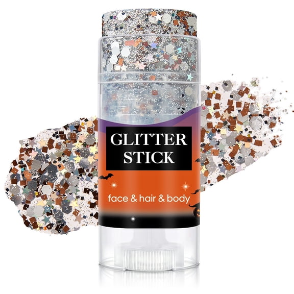 RuWeoMaa Halloween Glitter Stick For Face & Body & Hair, Halloween High-Shine Chunky Glitter Stick, Multi-Use Party Rave Accessories, Ghost Festival Decorative Facial Makeup Cosmetic