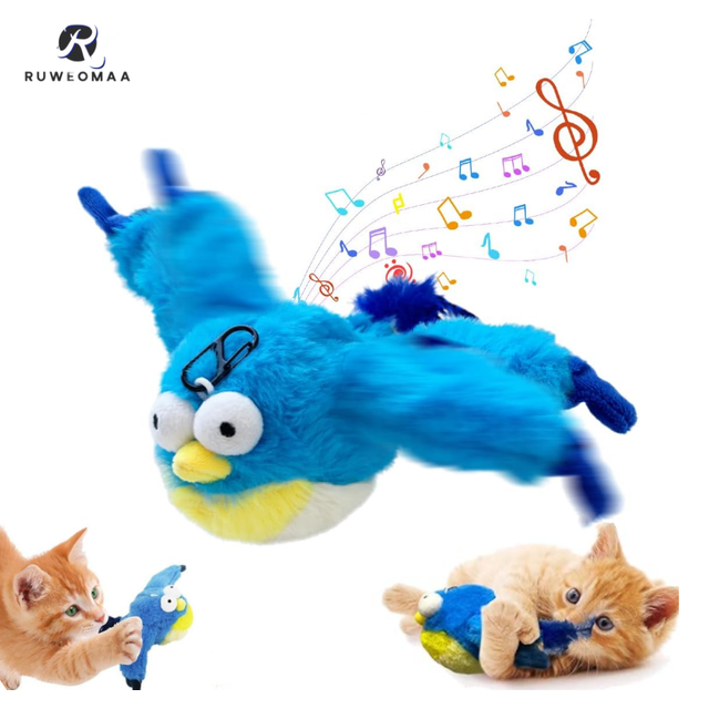 SWZEC Interactive Chirping Bird Cat Toy, Flapping Bird Toy Cat, Uccellino Per Gatti Che Si Muove, Interactive Cat Toy, Gioco Gatto Uccellino Che Vola, (1x Giocattolo - 5